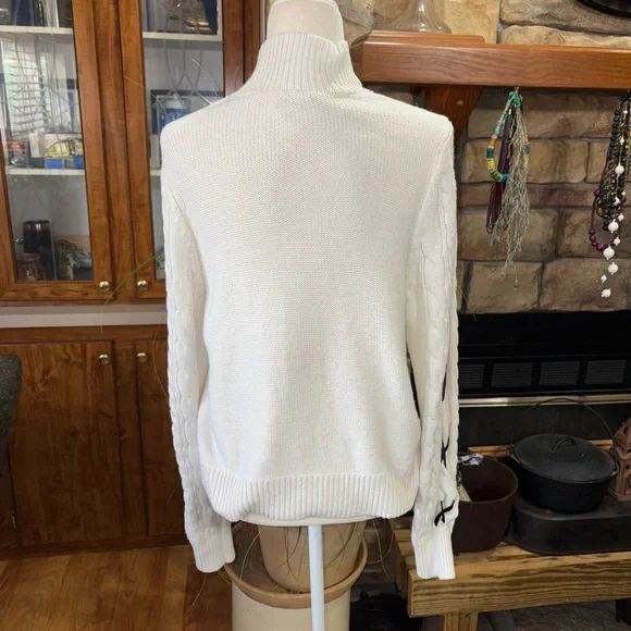 Torrid White Sweater with Black Lace-Up Detail - Picture 3 of 3